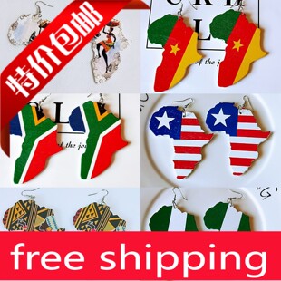 African wooden earrings black girl women crop earings 女耳环