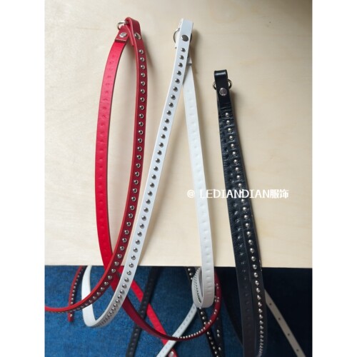 细皮带TOP双层铆钉腰带百搭设计