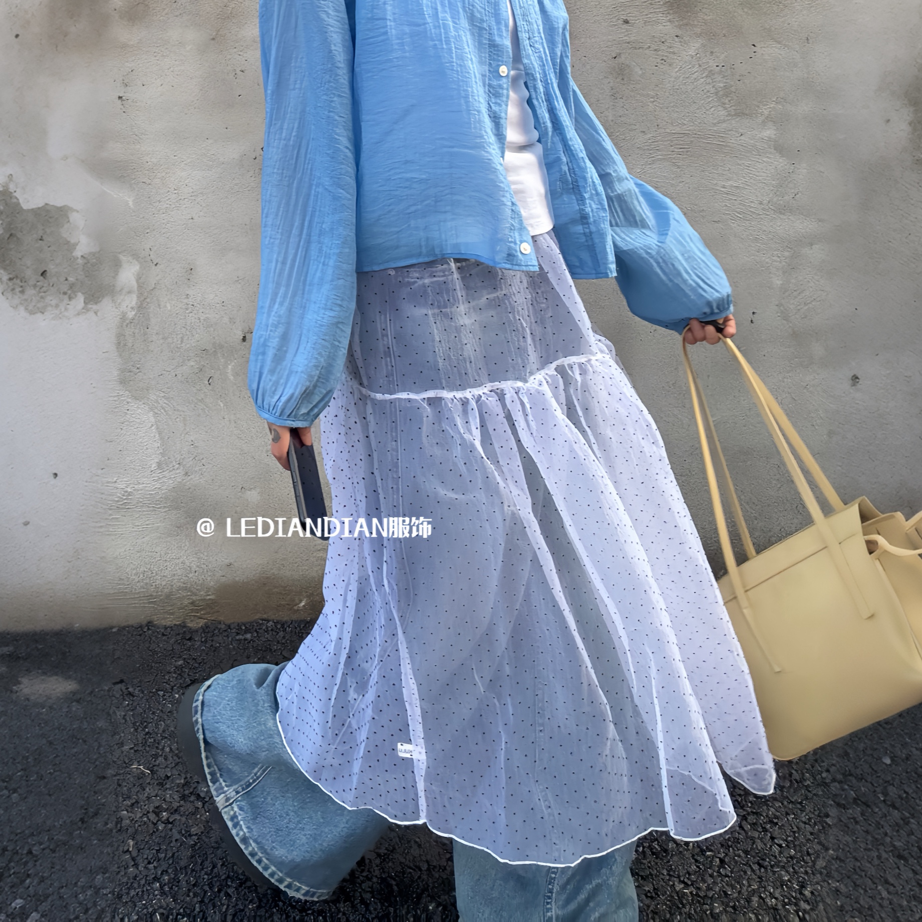 叠穿美学~韩式网纱叠穿韩系穿搭