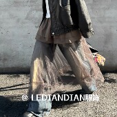 叠穿百搭神器 韩风秘密小众混搭秋冬新款 拼接网纱裙蛋糕裙半身裙