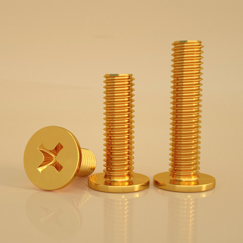 速发镀铜金色机牙加长薄头大扁平头十m小螺丝钉2-5M4M6头5.12字m