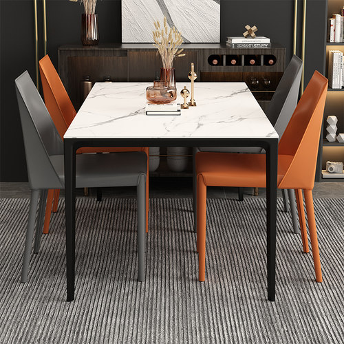 速发意组极简岩饭餐桌家用小户型简约长方形吃板轻奢桌椅式合