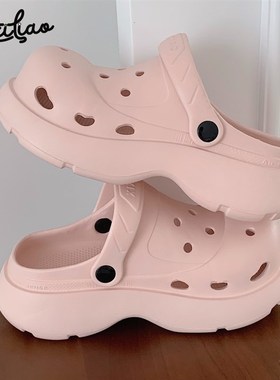 速发 百动时尚休闲夏穿洞洞鞋两季亲子运搭风厚底包头凉拖