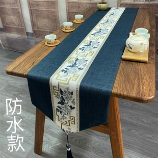速发中式桌旗禅意茶旗红木长几桌布茶桌垫布防水茶席茶款茶台长艺