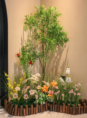 速发高仿级生绿植设观造景橱窗装饰楼梯下落地摆景树植物花艺摆件