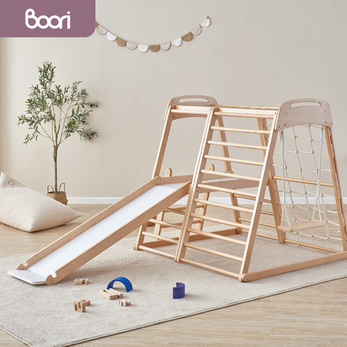 速发ri实木攀爬宝儿童滑滑梯家用合内秋千攀岩组室架宝家庭游乐园