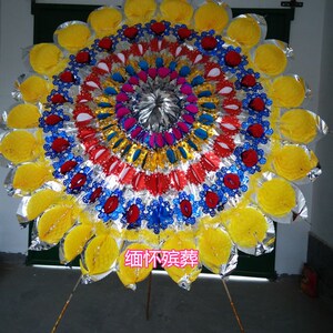 速发亮花圈5葬用品 亮花圈 2.殡米事架手提袋布花圈 祭祀殡仪白竹