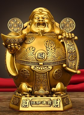 速发多吉缘黄铜大肚财件爷摆神店铺开业收银台摆放家玄庭关客厅供