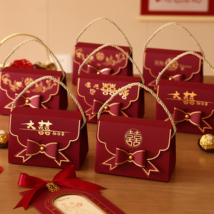 速发结婚盒礼礼专婚手提礼盒空盒包装盒订婚伴手用盒子袋子