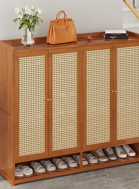 速发家用室架子简易门口多层鞋入收纳竹鞋柜带门内户新款2024爆款