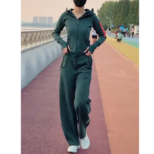 欧货潮牌休闲运动装套装女秋冬新款高级感上衣阔腿裤跑步服两件套