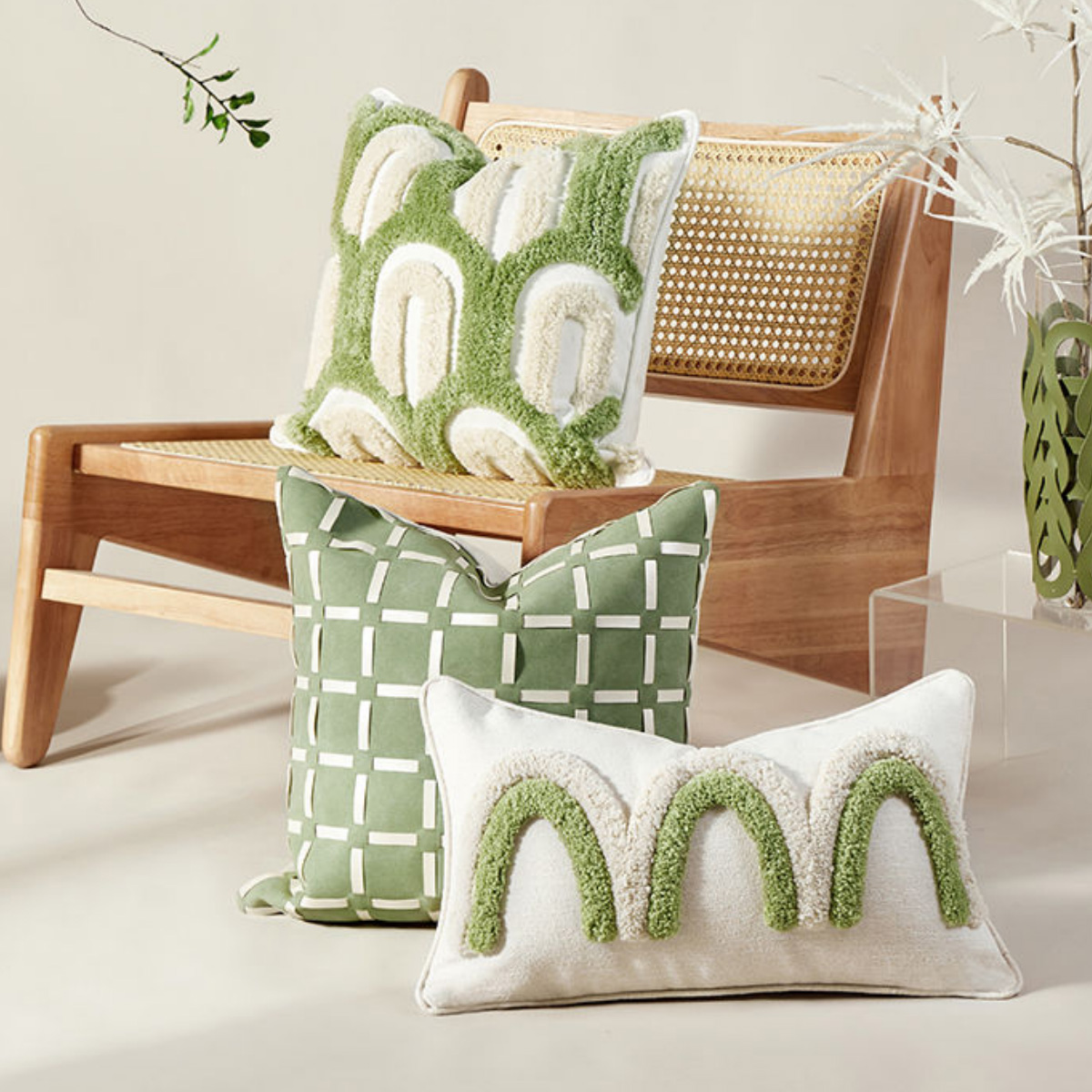 轻奢简约现代绿色抱枕靠枕套