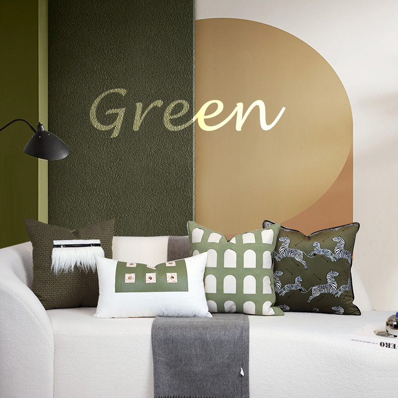 抱枕PP棉深圳软装绿色靠枕新品