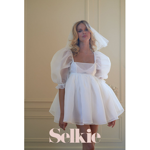 Collection白色欧根纱十八世纪轻婚纱连衣裙 Selkie 婚纱系列