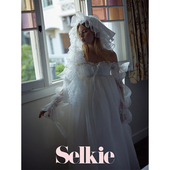 collection 象牙白真丝长袖 婚纱系列 及踝礼服裙Selkie