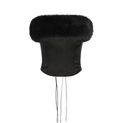 圣诞特辑|毛毛胸衣 束腰 后背系带 黑色 Selkie collection