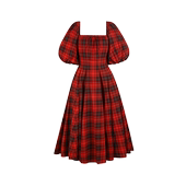 day dress茶歇裙 圣诞红格纹连衣裙 圣诞特辑 Selkie collection
