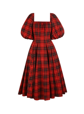 圣诞特辑|day dress茶歇裙 圣诞红格纹连衣裙 Selkie collection