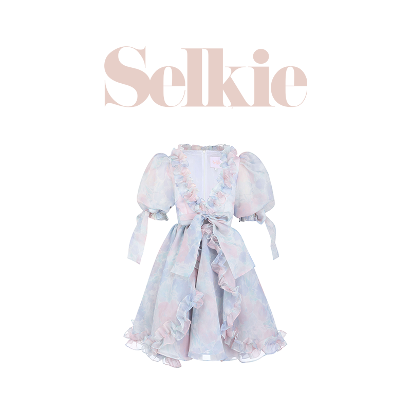 Selkie白底斑斓玛丽连衣裙