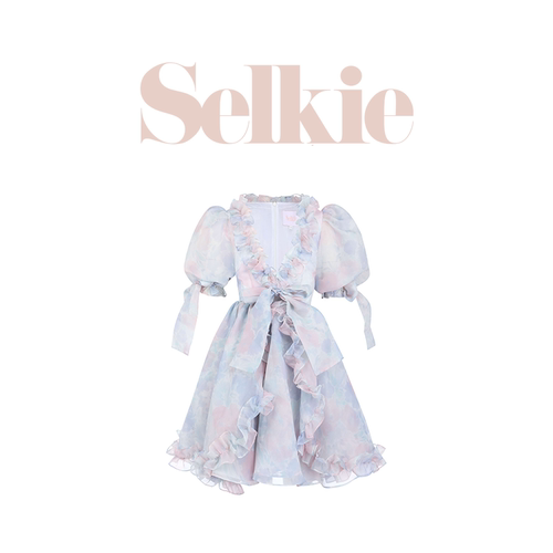 Selkie白底斑斓玛丽连衣裙