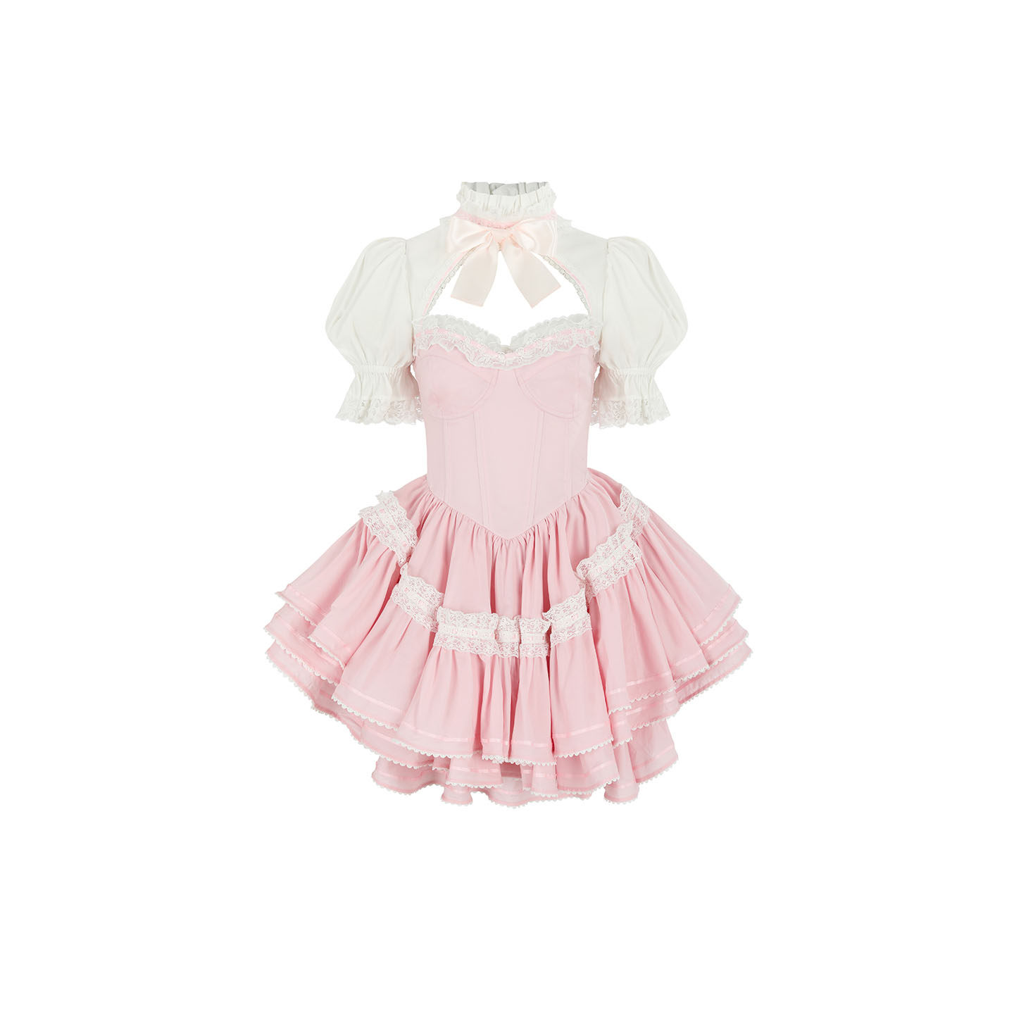 NYE新年礼物|甜心礼服 粉白拼色蕾丝连衣裙Selkie Collection