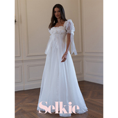 象牙白真丝婚礼礼服裙 Collection 婚纱系列 Selkie