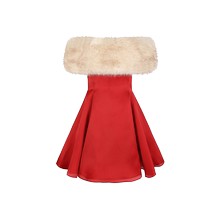 圣诞特辑|冰上芭蕾 浆果红毛领丝绸迷你连衣裙 Selkie collection
