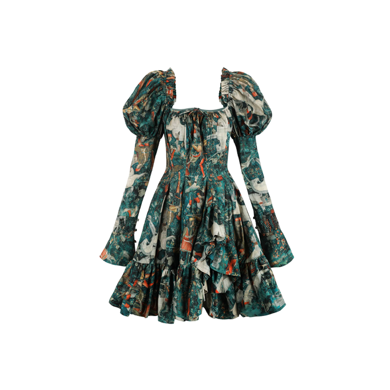 秋上新|天文学家 墨绿底独角兽 长袖迷你连衣裙Selkie Collection