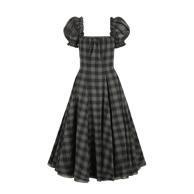 Selkie格纹花园迷笛连衣裙