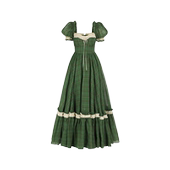 绿底苔藓格纹Selkie 桃乐丝礼服裙 collection 田曦薇同款