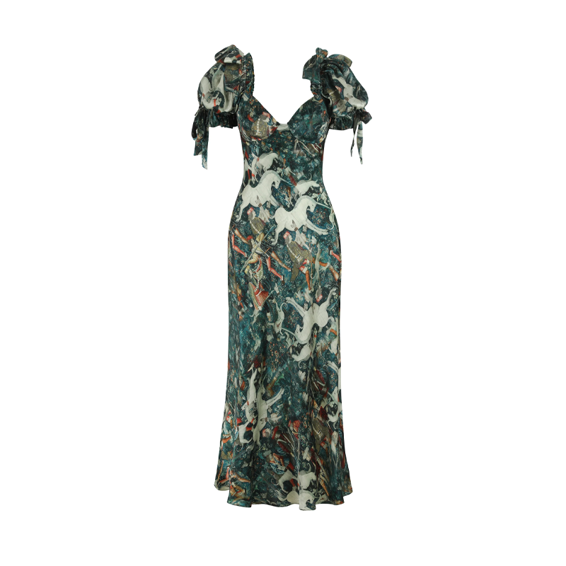 秋上新|桑蚕丝及踝连衣裙 中世纪独角兽丝绸画 Selkie Collection