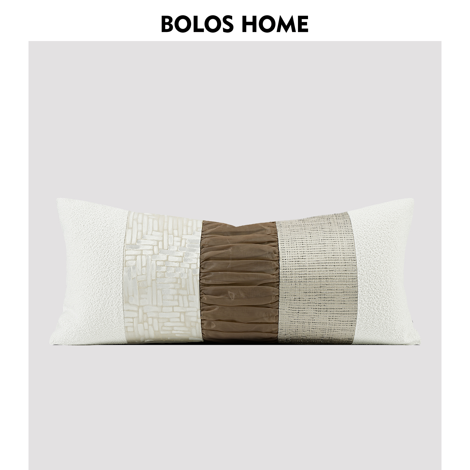 BOLOS轻奢样板房抱枕摩洛哥米白咖长方形沙发靠枕侘寂风长条腰枕