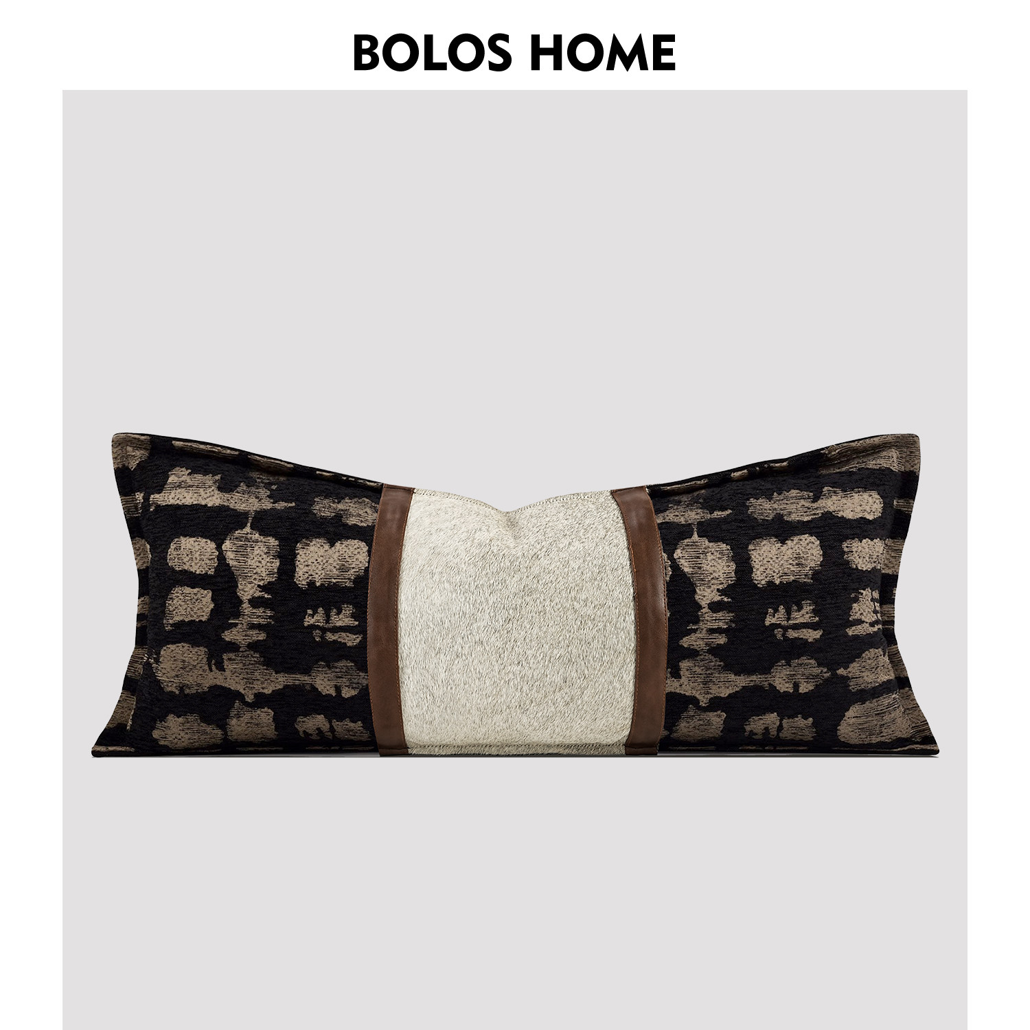 柏洛斯Luxurious〖钟鼓〗轻奢高端黑咖拼接马毛高级感沙发长腰枕,居家布艺,腰靠垫,淘宝优惠券,粉丝福利购,淘宝优惠卷