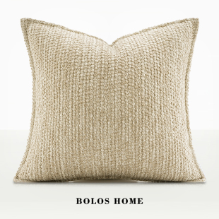 柏洛斯Defender God「原木」轻奢高级感米黄色高档会所客厅抱枕套