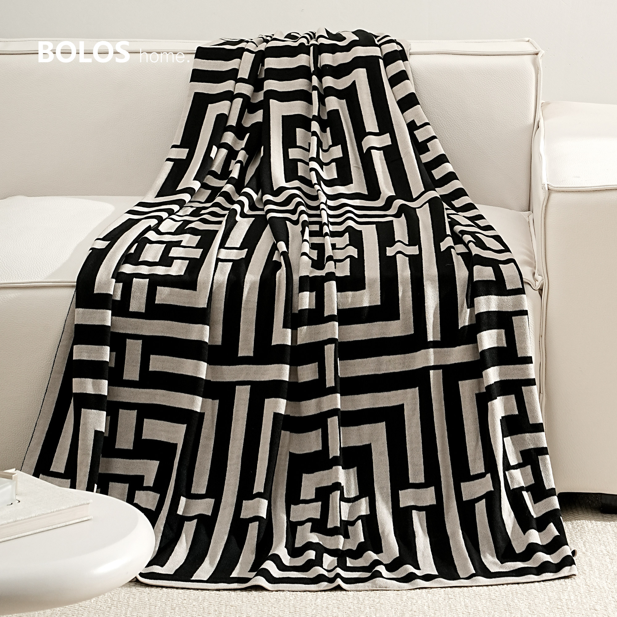 柏洛斯中国风几何抽象艺术针织高级感四季午休保暖盖毯沙发毯子,床上用品,休闲毯/毛毯/绒毯,淘宝优惠券,粉丝福利购,淘宝优惠卷