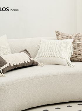 柏洛斯Luster『星韵』现代简约风米咖棉麻沙发卧室抱枕腰靠样板间