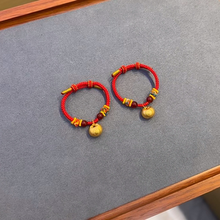 宝宝黄金小胖福手链金坨坨足金999编绳手绳婴儿满月儿童周岁金饰