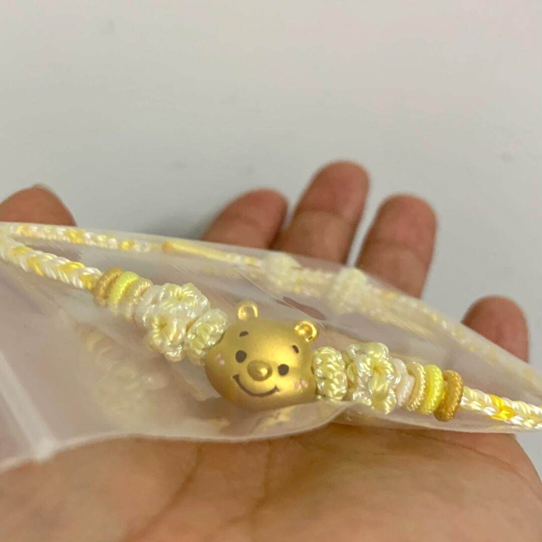 黄金维尼小熊足金999转运珠手链女纯金手串送女友老婆情人节礼物
