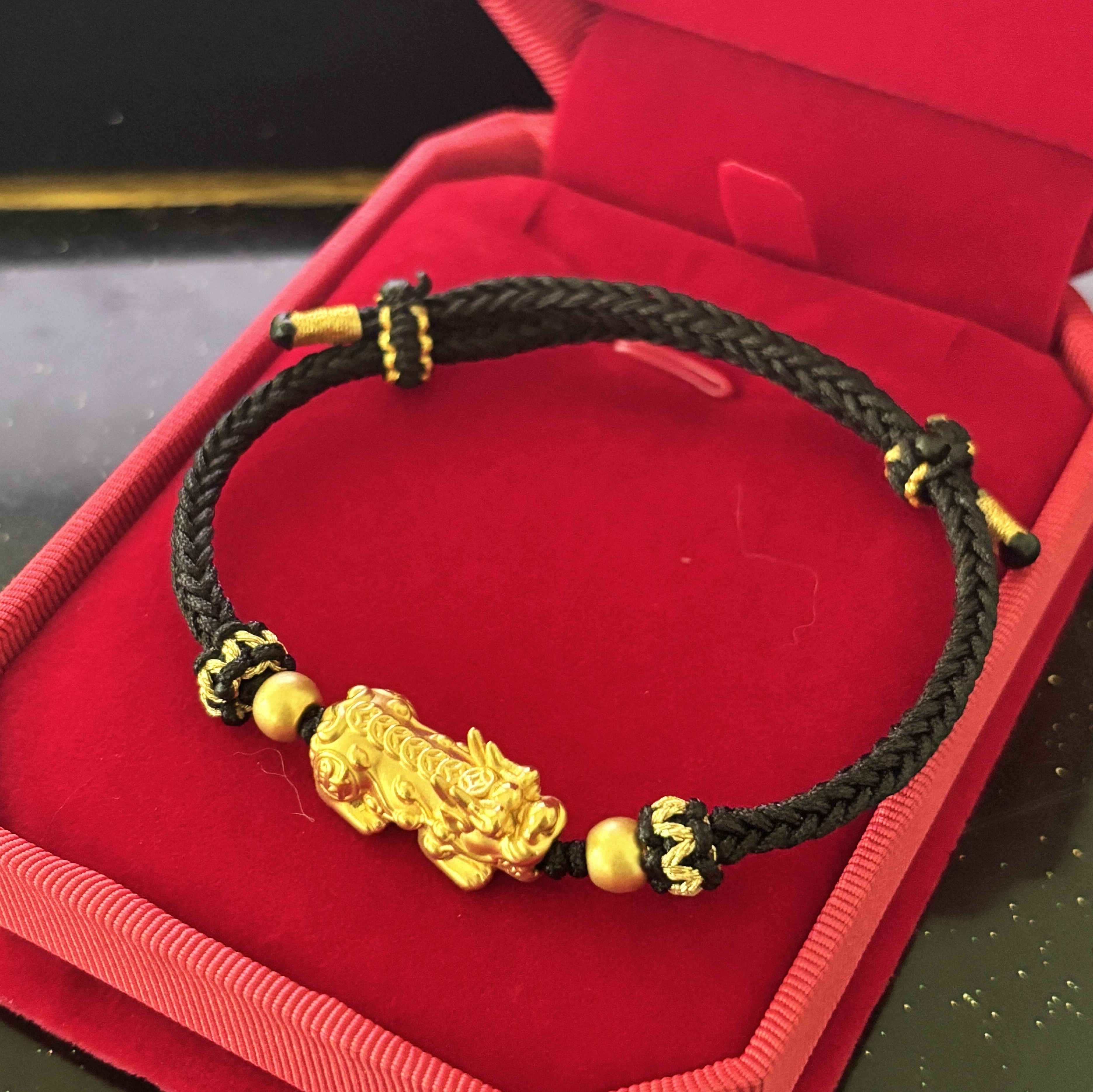 正品黄金999足金招财貔貅福牌手链转运珠皮丘送女友老婆七夕礼物