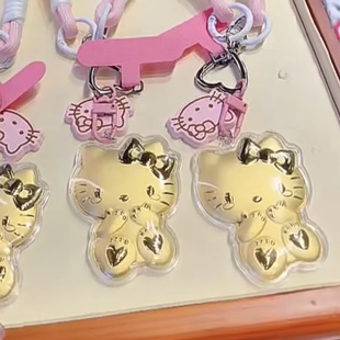 hello kitty黄金手机挂件足金999凯蒂猫kt猫送女友七夕情人节礼物
