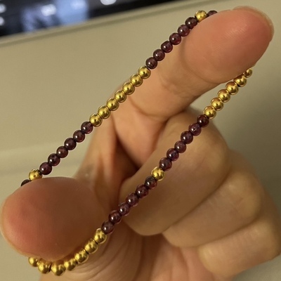 古法小金珠999足金黄金纯金手链手串新款 送女友老婆七夕情人节礼