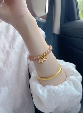 正品新款黄金足金999小木马摇摇马手链 送女友老婆七夕情人节礼物