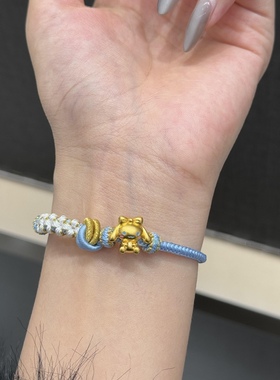 黄金玉桂狗手链女足金999转运珠大耳朵狗纯金送女友老婆七夕礼物