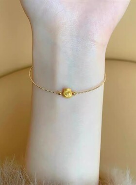 新款水贝黄金纯金999足金招财硬金福袋送女朋友礼物细手镯手链女