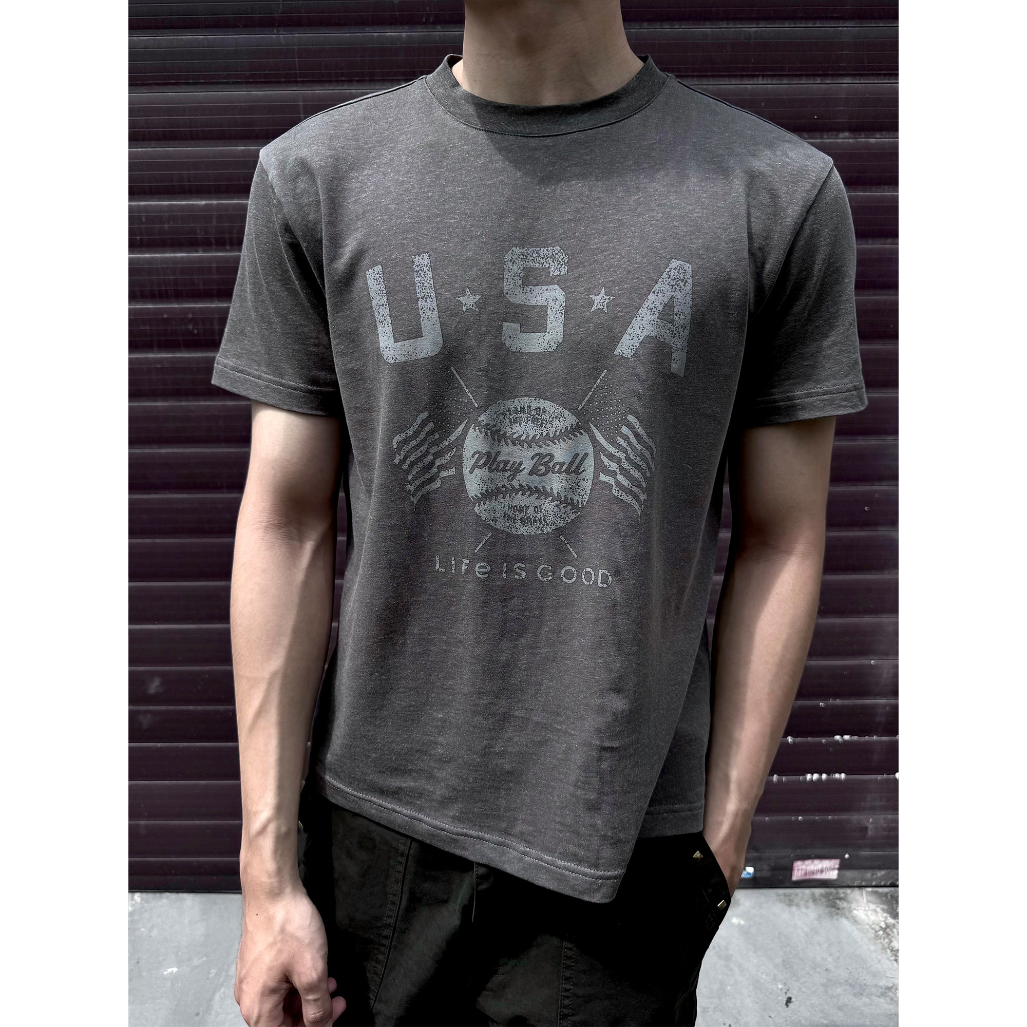 夏季凉感复古印花花纱纹理短袖T恤男女tee