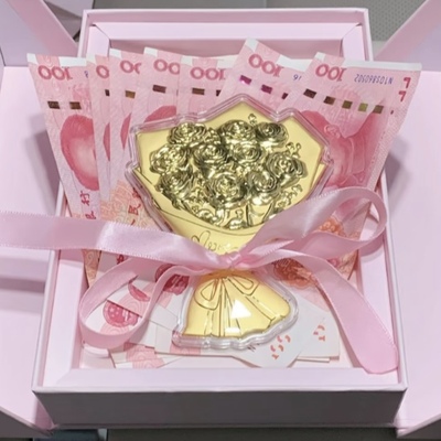 正品新婚快乐黄金玫瑰花束999足金纯金片收藏投资金币摆件送闺蜜