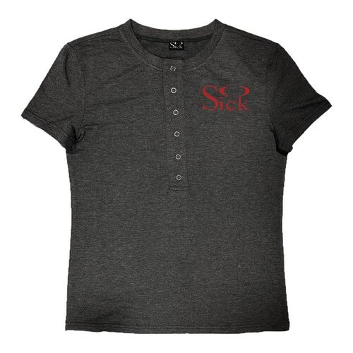 SoSick25ss*《基础系列》原创正肩银饰排扣圆领高级感短袖男女Te