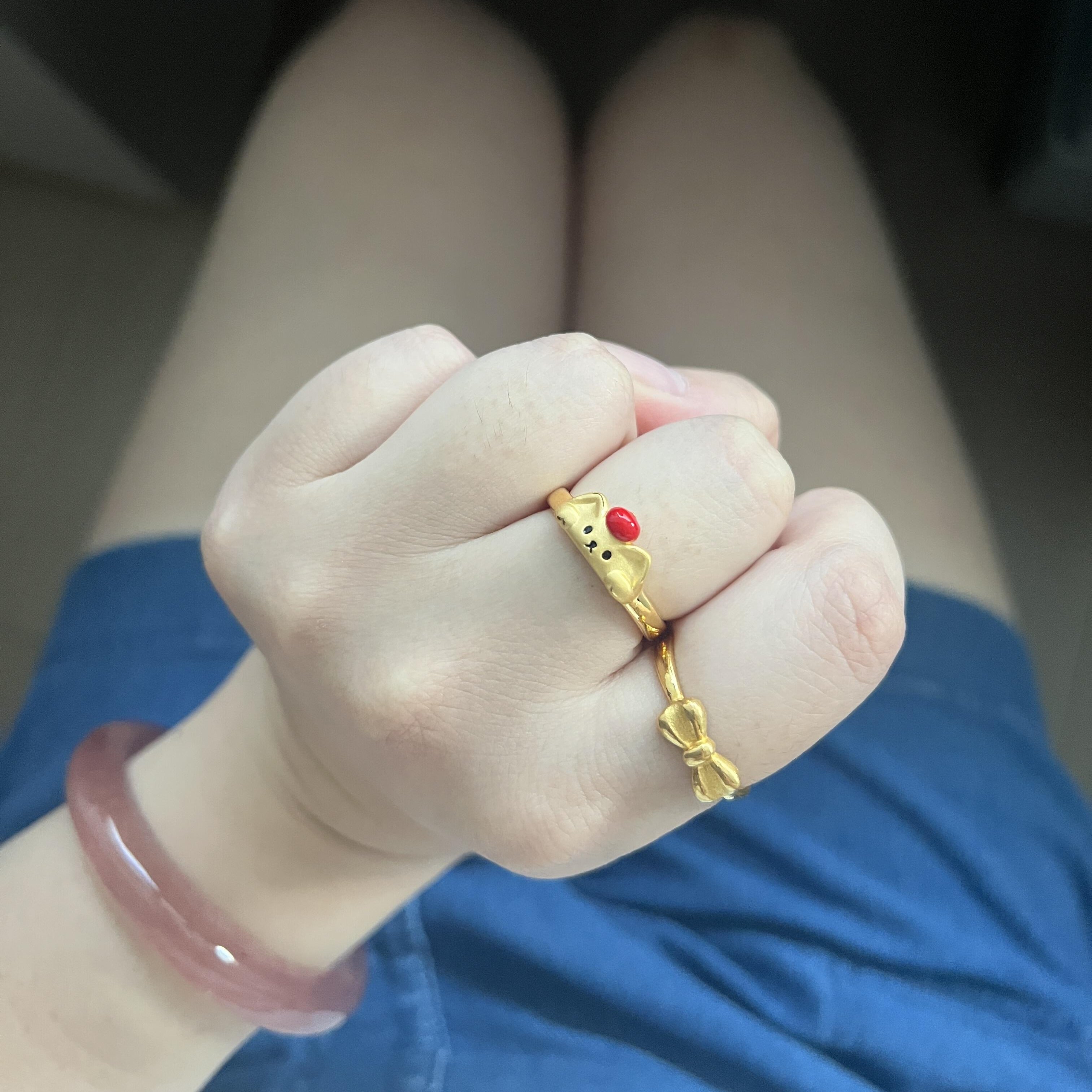 萌宠系列指环苹果宾狗黄金戒指足金999送女友老婆七夕情人节礼物