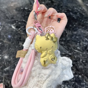 hello kitty黄金手机挂件足金999凯蒂猫kt猫送女友七夕情人节礼物