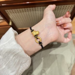 足金999马上有钱手链黄金转运珠3D硬金马上有房发财生肖马手串